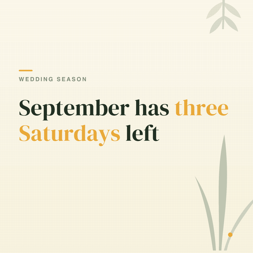 Text post reading: September has three Saturdays left